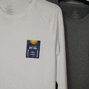 George Men's White Long Sleeve Tee with UPF 50+